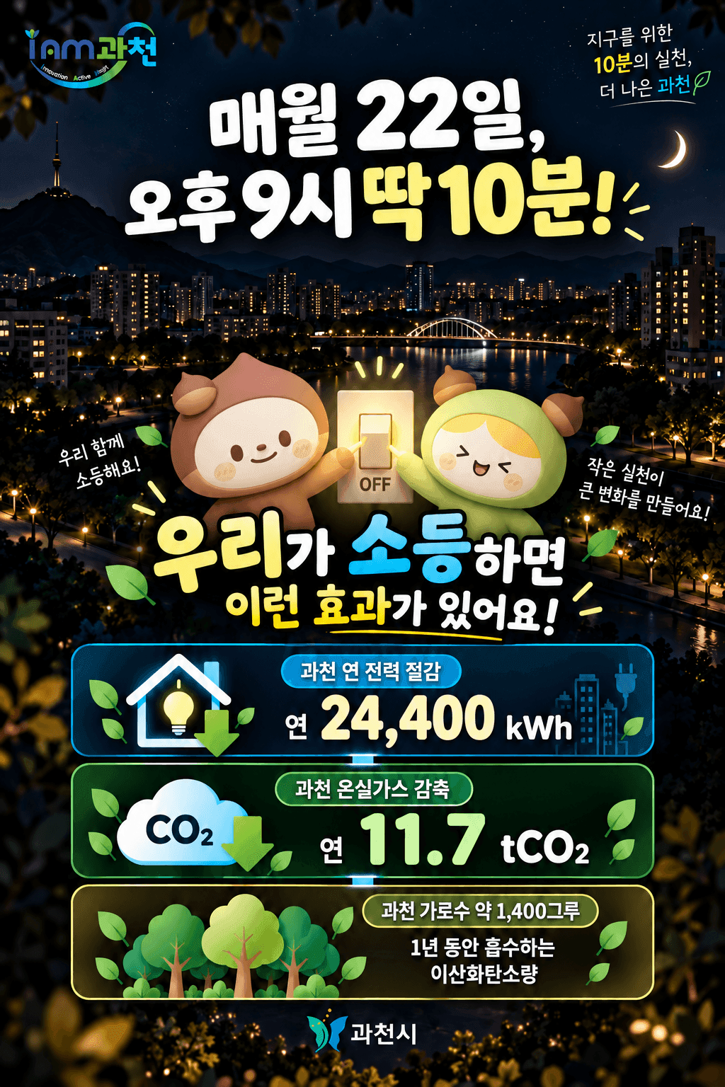 과천시, 매월 22일 소등행사 동참