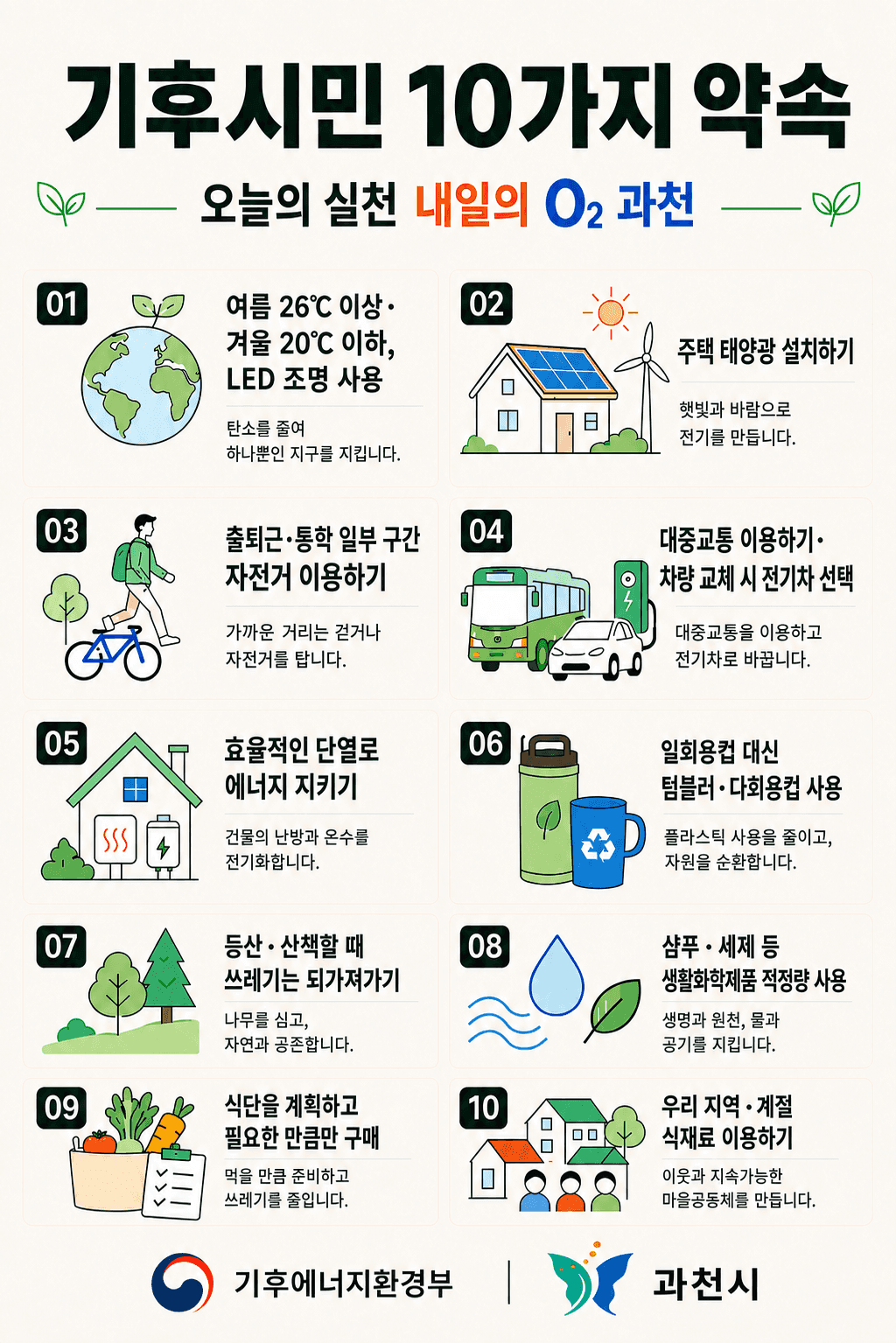 과천시, '기후시민 10가지 약속' 실천 캠페인 안내